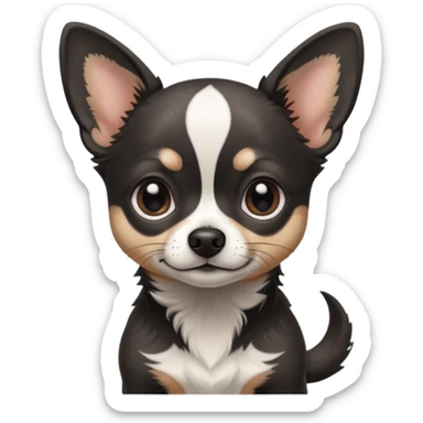 Very Dark graphite Chihuahua with white markings sticker