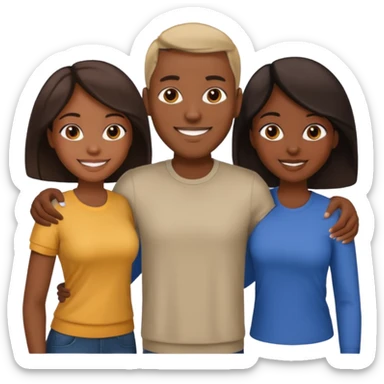 Black man with   with two women one black one Chinese  sticker