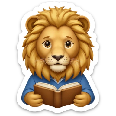 lion reading a book sticker