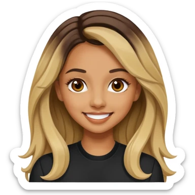 Jade Thirlwall with long dark brown hair with blonde highlights sticker