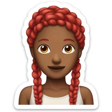 Brown skin girl with red braids  sticker