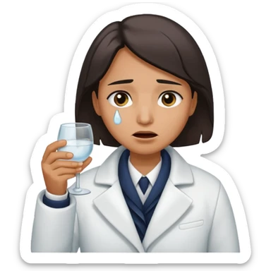 Antarctica person, eskimo glass, white coat, crying sticker