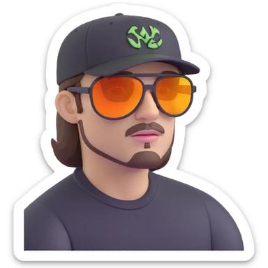 baseball guy with brown hair, no beard, baseball cap, and Pit Viper sunglasses sticker