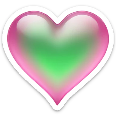 Glass pink green heart sticker