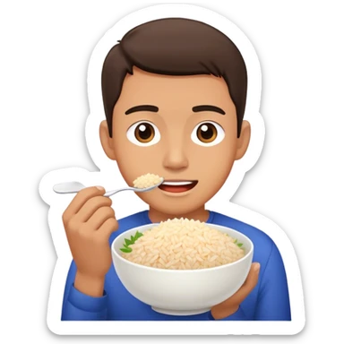 A man eat rice sticker