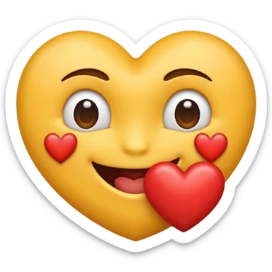 creame un emoji de una carita titando un beso de corazon hacia adelante sticker