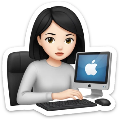 black hair girl with white skin with a computer sticker