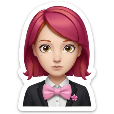 In A Clash Of Clans Aesthetic readhead hair woman with pink bowtie sticker
