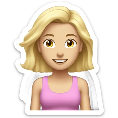white girl with blonde hair on treadmill sticker