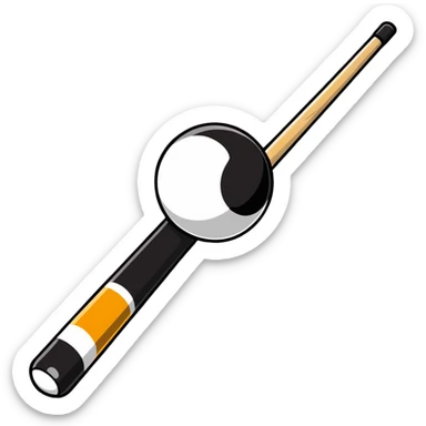 pool cue stick and 8 ball sticker