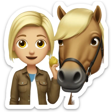 Dirty blonde girl with a seal bay horse  sticker