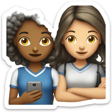 Girl with mom texting eacher sticker