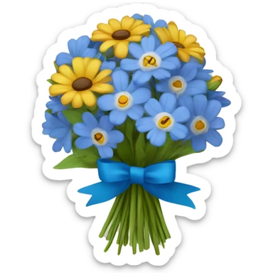 wildflower bouquet tied with blue bow sticker