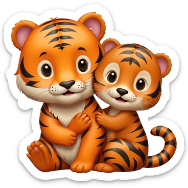 tiger and little otter in love sticker