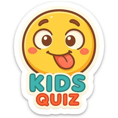 wacky emoji for a kids quiz, goofy expression, colorful, fun and inviting sticker