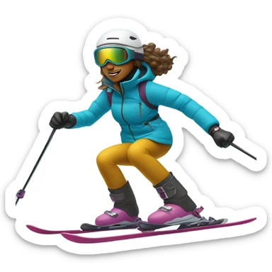 girl skiing in the mountains  sticker