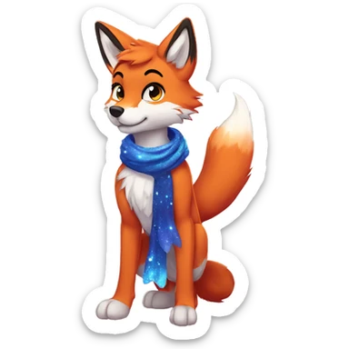 Colorful Sparkle-fox-fursona full body sticker