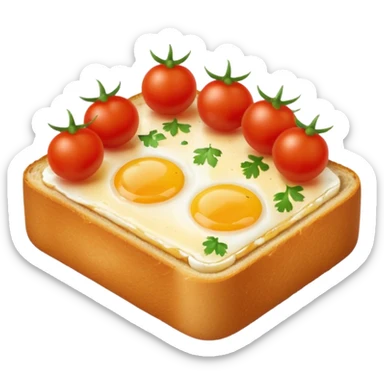Make egg toast and cherry tomato on it sticker