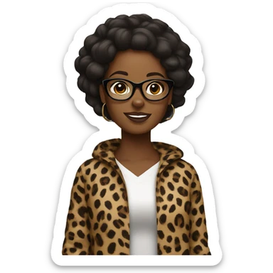 Black girl wearing cheetah print with glasses sticker