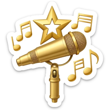 microphone with musical notes and a star sticker
