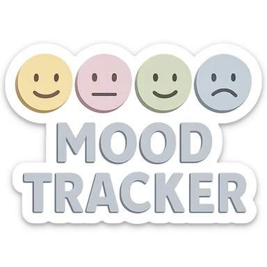 Remove all shadows from the mood tracker image while keeping the soft pastel paper craft style and round smiley faces intact. sticker