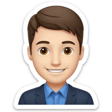 male HR assistant, smiling, no headset sticker