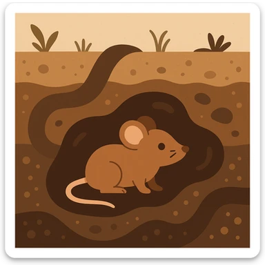 Flat design style mouse under ground sticker