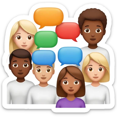 people connected in a group chat with multiple speech bubbles sticker