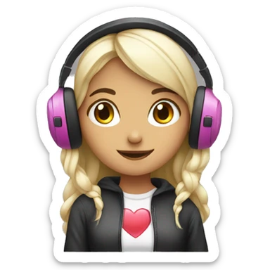heart shaped gamer girl listening music sticker