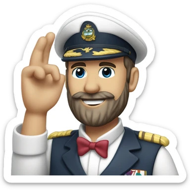 yacht club captain, saluting, smiling, australian, beard stubble sticker
