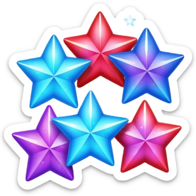 Sparkling shimmery red purple blue stars sticker