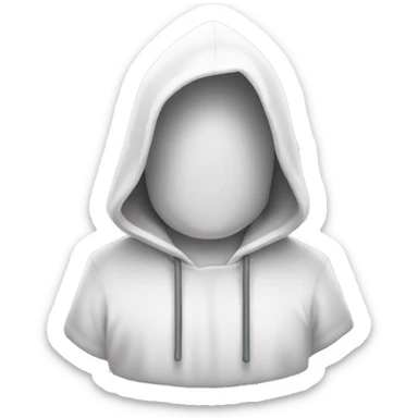 White hooded emoji with a K on the chest sticker