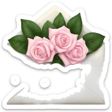 White envelope with light pink roses sticker