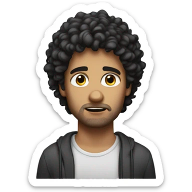 loser guy with dark curly hair sticker
