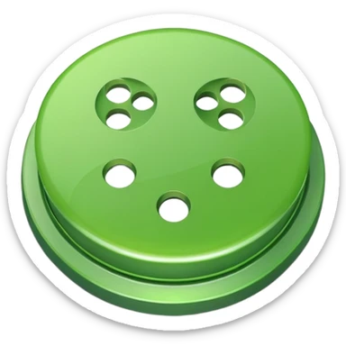 Green button with four holes in it  sticker