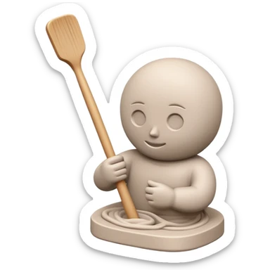 Sculpting icon, clay being molded into a figure, sculpting tools like a spatula and modeling stick, soft curves, minimalistic style, clean lines, transparent background. sticker