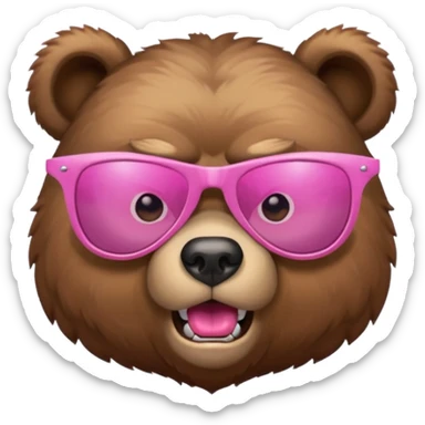 angry bear pink sunglasses sticker