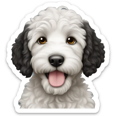 Black and white labradoodle puppy sticker