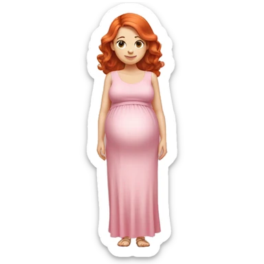 pregnant redhead girl in pink dress sticker