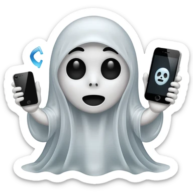 ghost emoji with a phone beside sticker