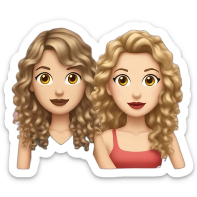taylor swift and a white girl with curly brown hair sticker