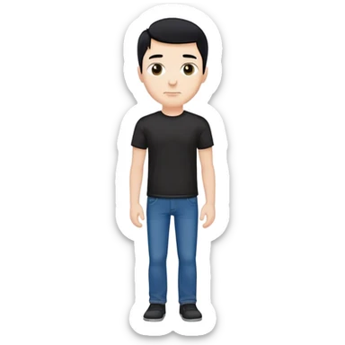 white man with black hair, black t-shirt, blue jeans, just standing sticker