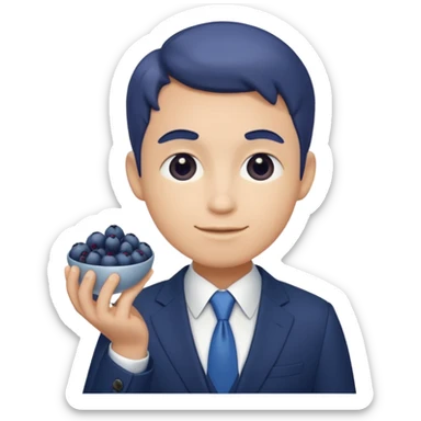blueberries with a person in a suit sticker