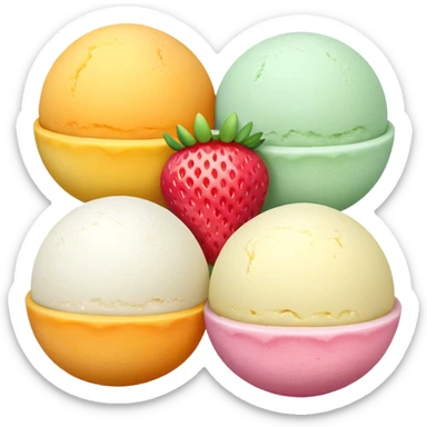 Mochi ice cream, 3 balls and one cut open  sticker
