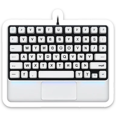 compact mechanical gaming keyboard with RGB lights, striking, apple emoji style sticker