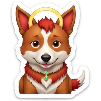 Red heeler with halo and devel tail sticker