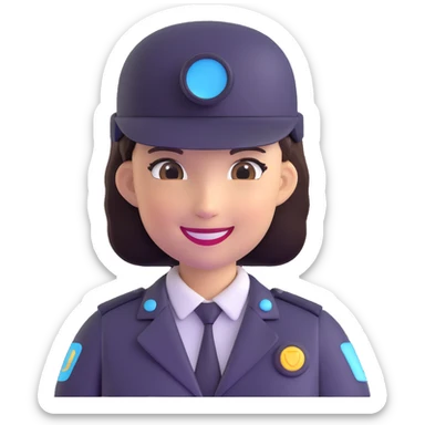 AI agent with female characteristics, smiling sticker