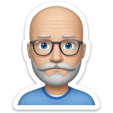 Bald man with blue eyes grey beard and moustache. Hipster.  sticker