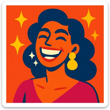 dazzling human, glamorous, radiant smile, vivid colors, sparkling effects, lively expression sticker