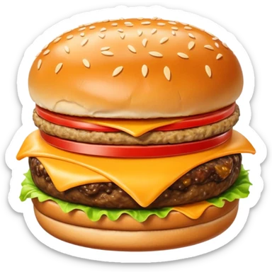 i want the Gooey Cheeseburger in 5–20° gentle bird’s-eye angle

 sticker